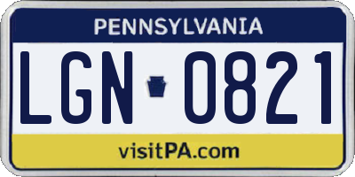 PA license plate LGN0821