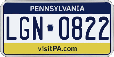 PA license plate LGN0822