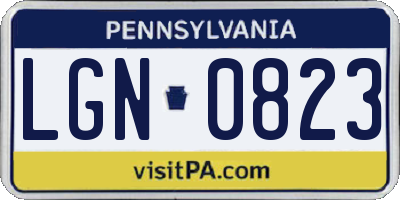 PA license plate LGN0823