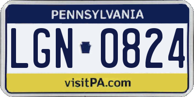 PA license plate LGN0824