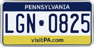 PA license plate LGN0825