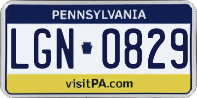 PA license plate LGN0829