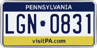 PA license plate LGN0831