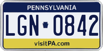PA license plate LGN0842