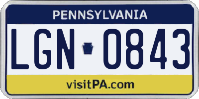 PA license plate LGN0843