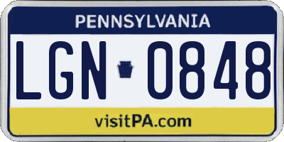 PA license plate LGN0848