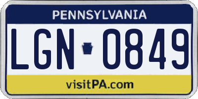 PA license plate LGN0849