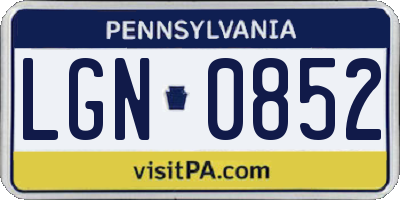 PA license plate LGN0852