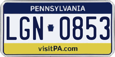 PA license plate LGN0853