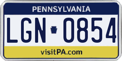 PA license plate LGN0854