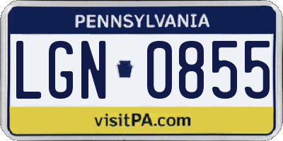 PA license plate LGN0855
