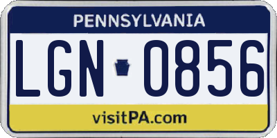PA license plate LGN0856