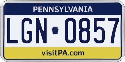 PA license plate LGN0857