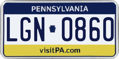 PA license plate LGN0860