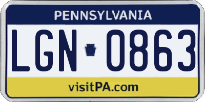 PA license plate LGN0863