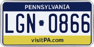 PA license plate LGN0866