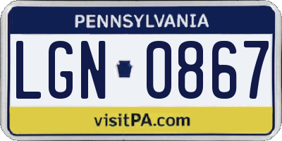PA license plate LGN0867
