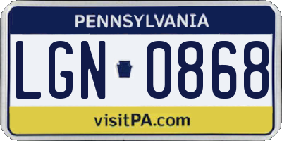 PA license plate LGN0868