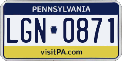 PA license plate LGN0871