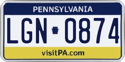 PA license plate LGN0874