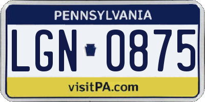 PA license plate LGN0875
