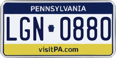 PA license plate LGN0880