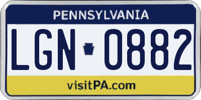 PA license plate LGN0882