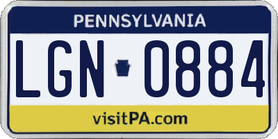 PA license plate LGN0884