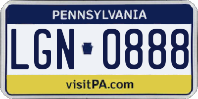 PA license plate LGN0888