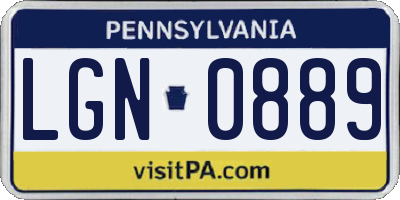 PA license plate LGN0889
