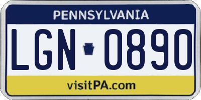 PA license plate LGN0890