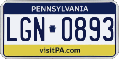 PA license plate LGN0893