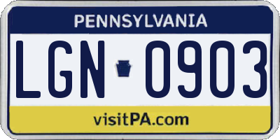 PA license plate LGN0903