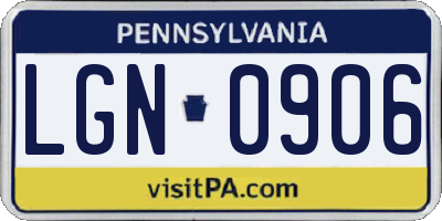 PA license plate LGN0906