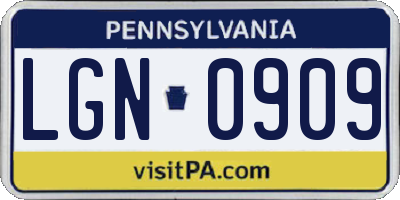 PA license plate LGN0909