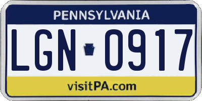 PA license plate LGN0917