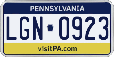 PA license plate LGN0923