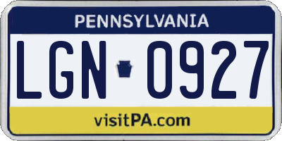 PA license plate LGN0927