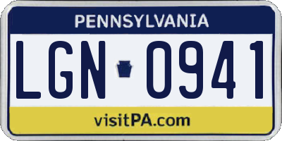 PA license plate LGN0941