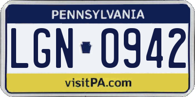 PA license plate LGN0942