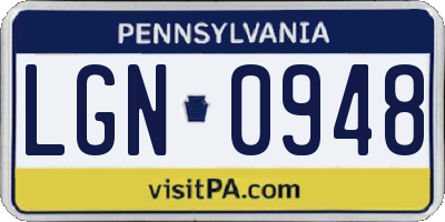 PA license plate LGN0948