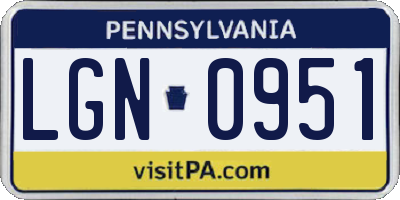 PA license plate LGN0951