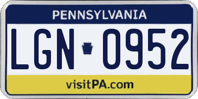 PA license plate LGN0952