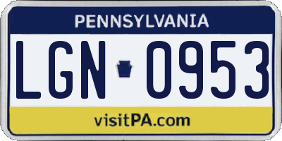 PA license plate LGN0953