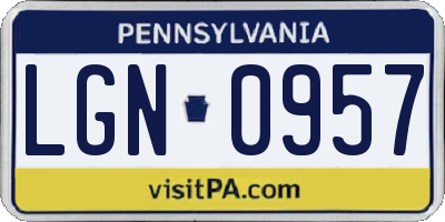 PA license plate LGN0957