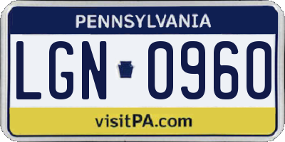 PA license plate LGN0960