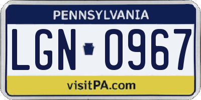 PA license plate LGN0967