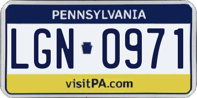 PA license plate LGN0971
