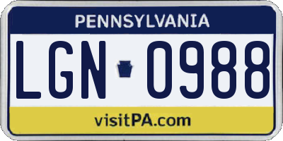 PA license plate LGN0988