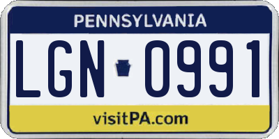 PA license plate LGN0991
